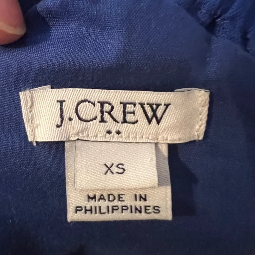J. Crew Ruffle One Shoulder Linen Blend Shift Dress Royal Blue Women's XS